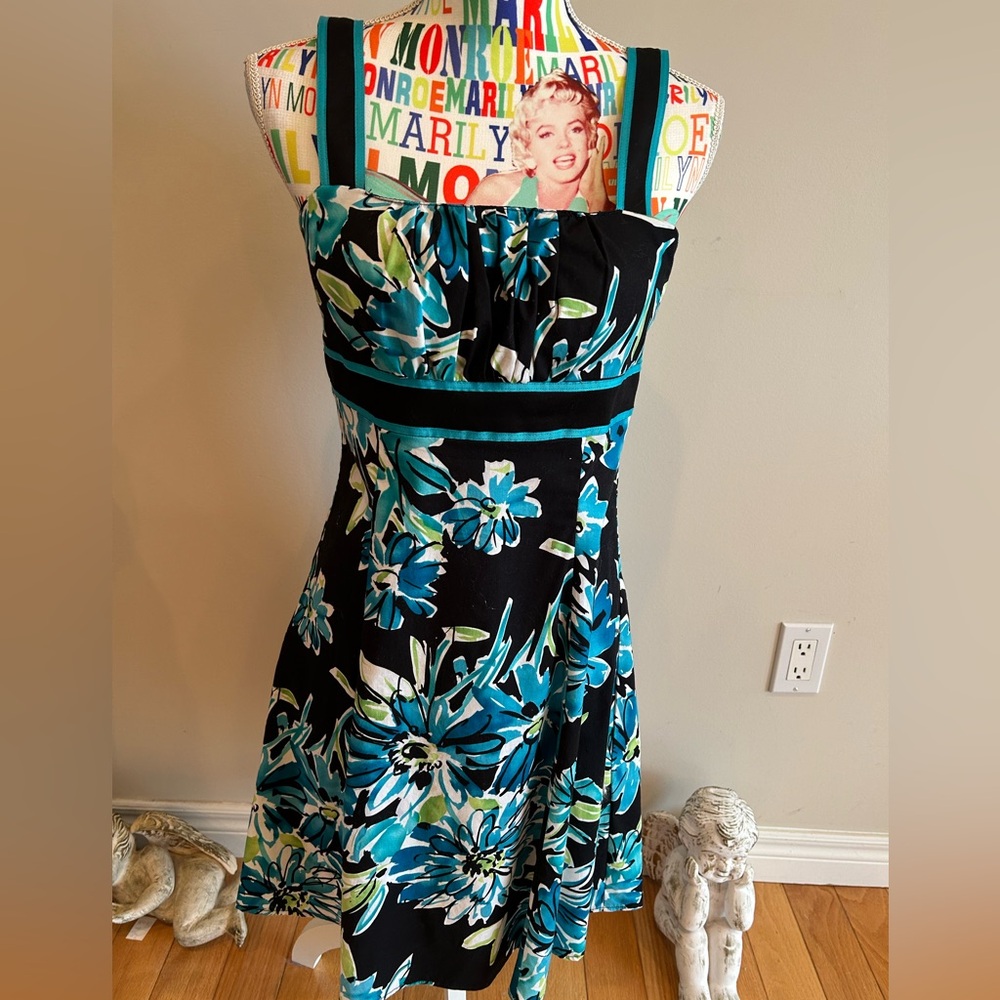 Madison Leigh Gorgeous Sundress in Black and Blue Floral